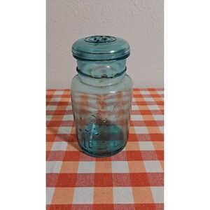 Vintage Ball Ideal Aqua Blue Glass Canning Jar w/Lid #7